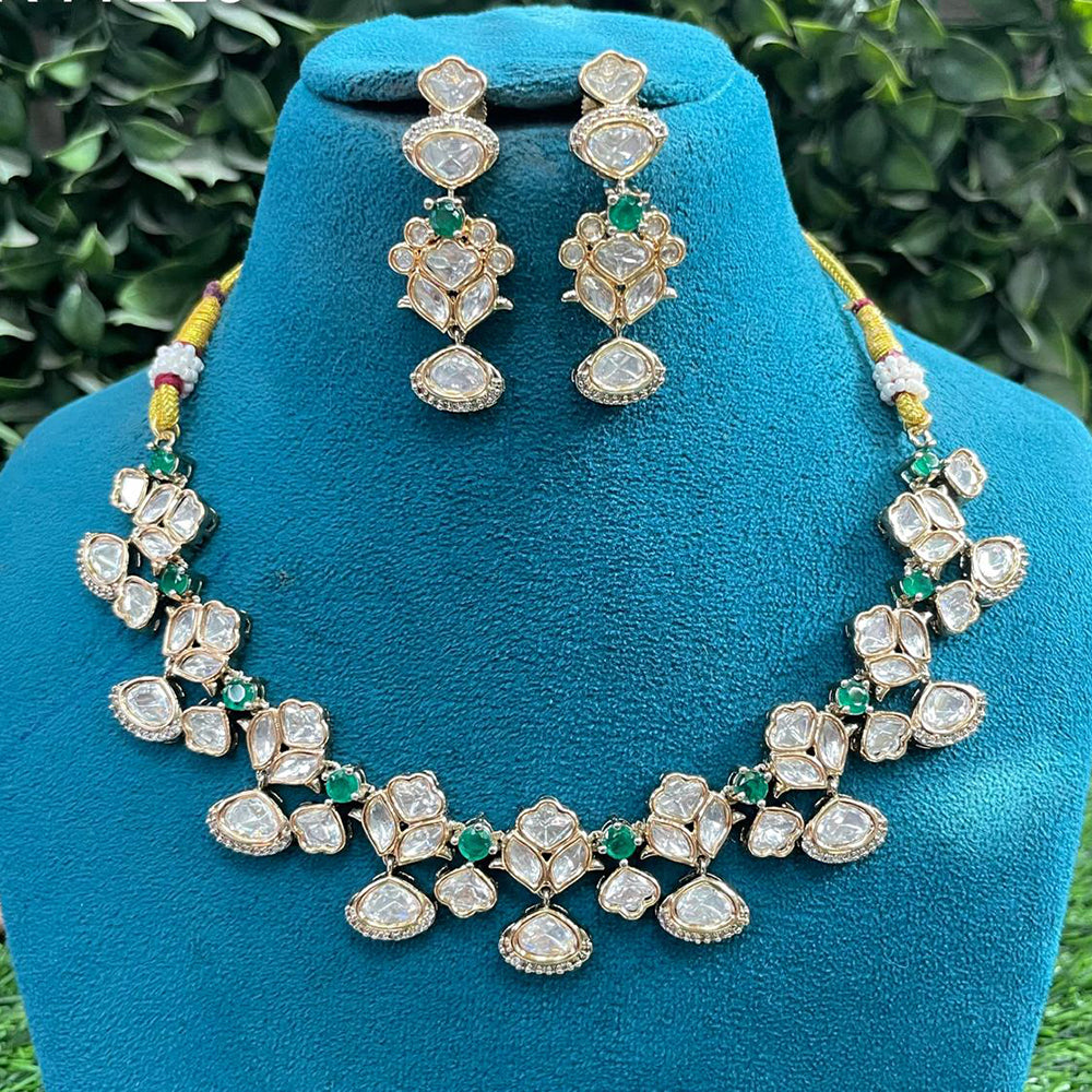 Amoliya Jewels Statement Kundan Stone Choker Necklace Set for Women