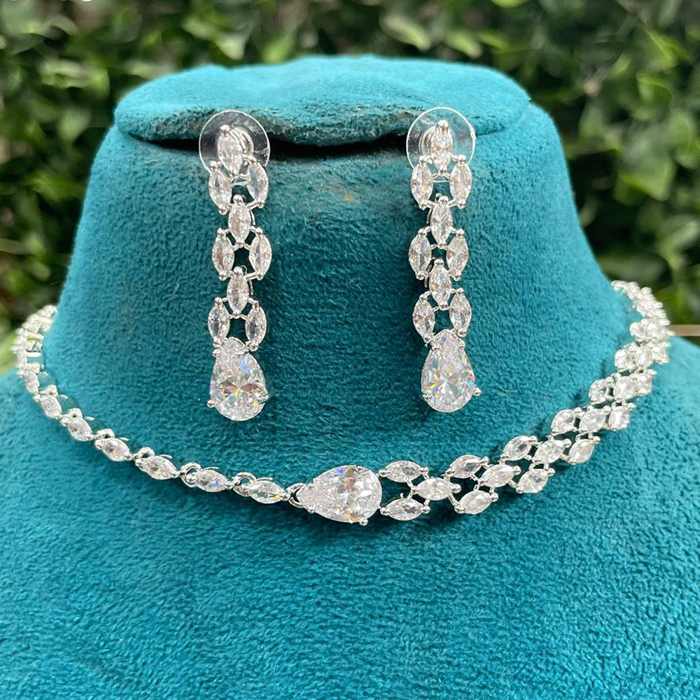 Amoliya Jewels Designer American Diamond Necklace Set