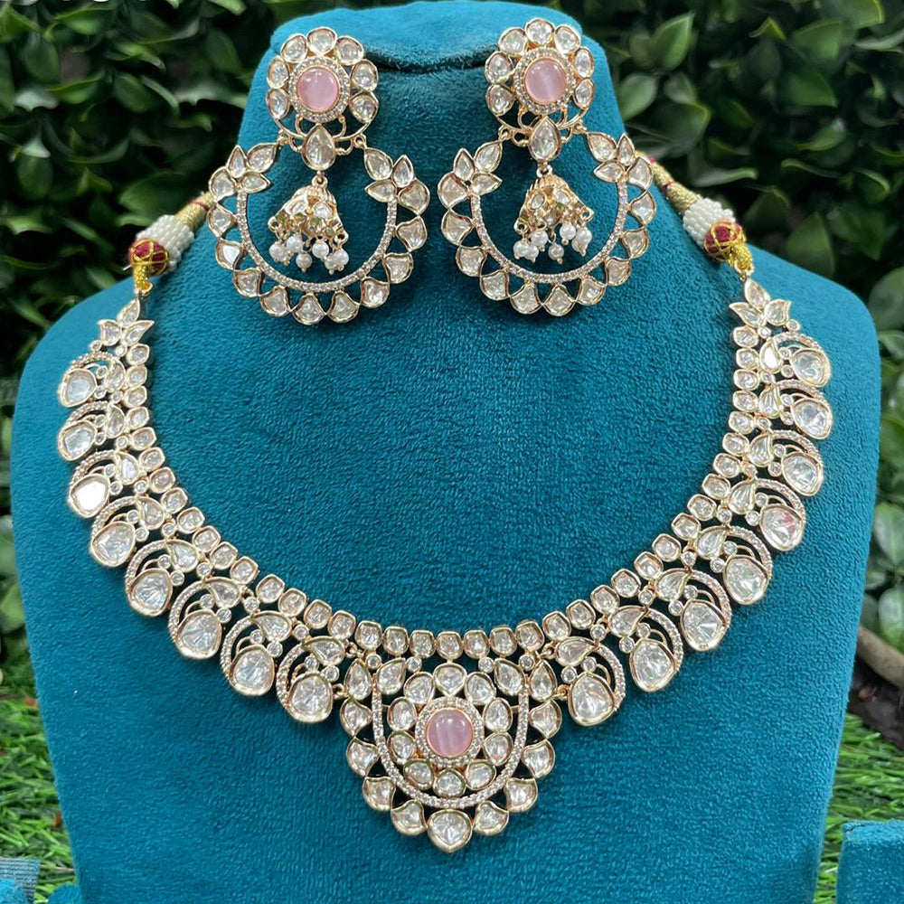 Amoliya Jewels Classic Polki Kundan Stone Choker Necklace Set