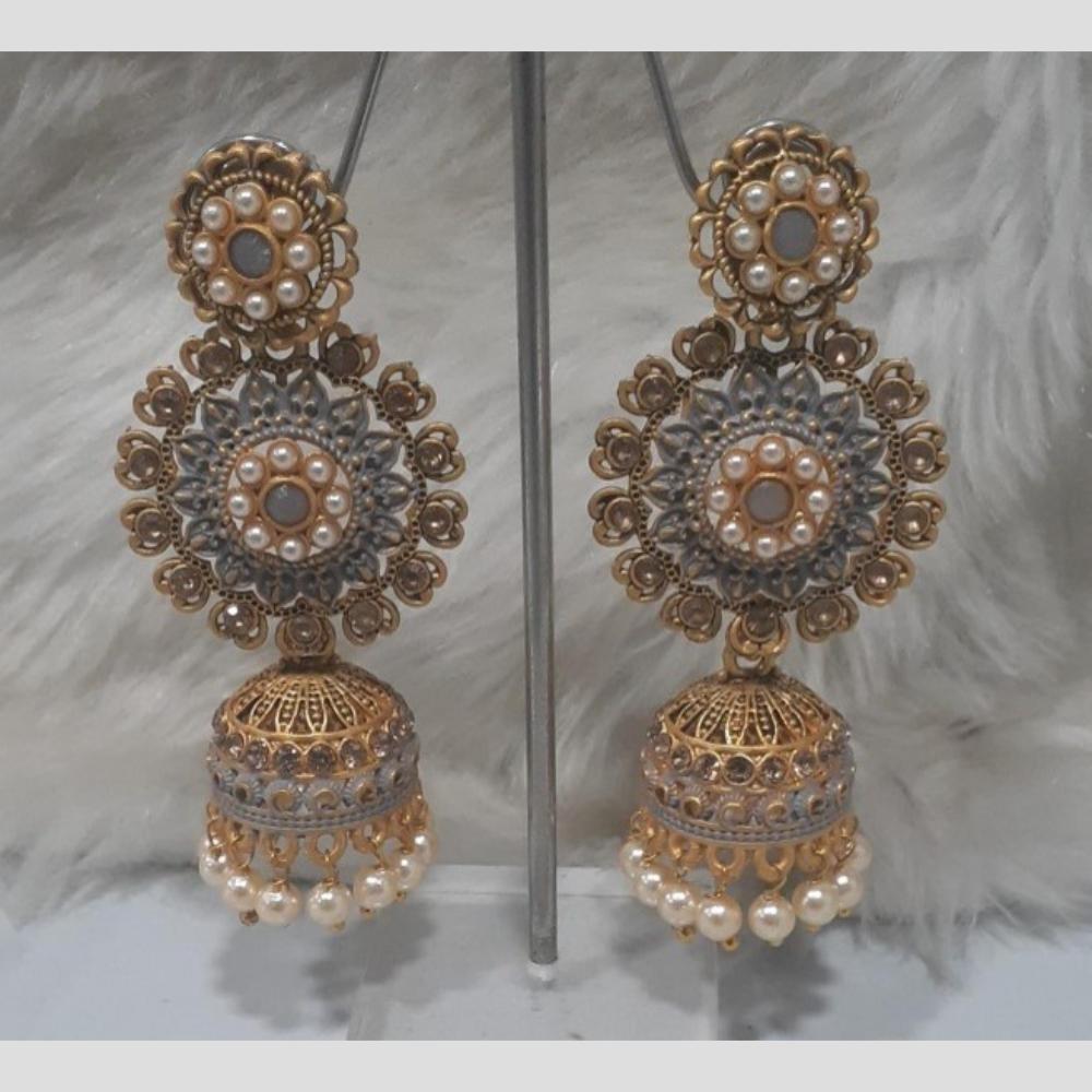 Infinity Jewels Gold Plated Crystal Stone And Meenakari Jhumki Earrings