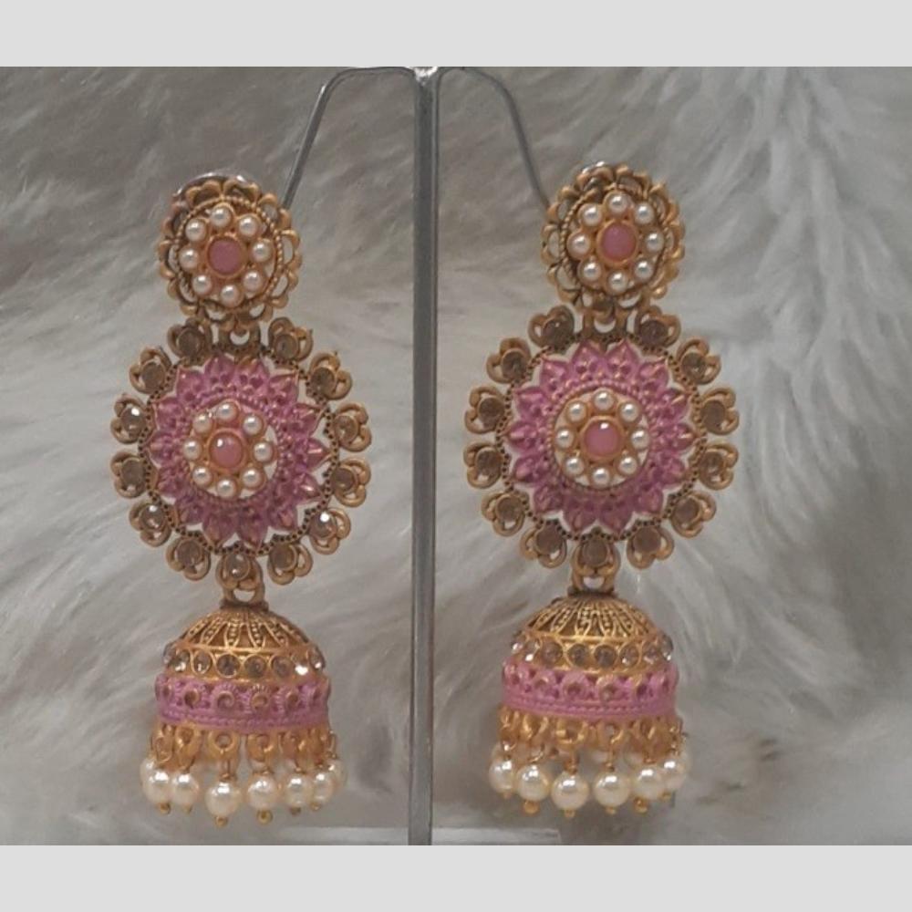 Infinity Jewels Gold Plated Crystal Stone And Meenakari Jhumki Earrings