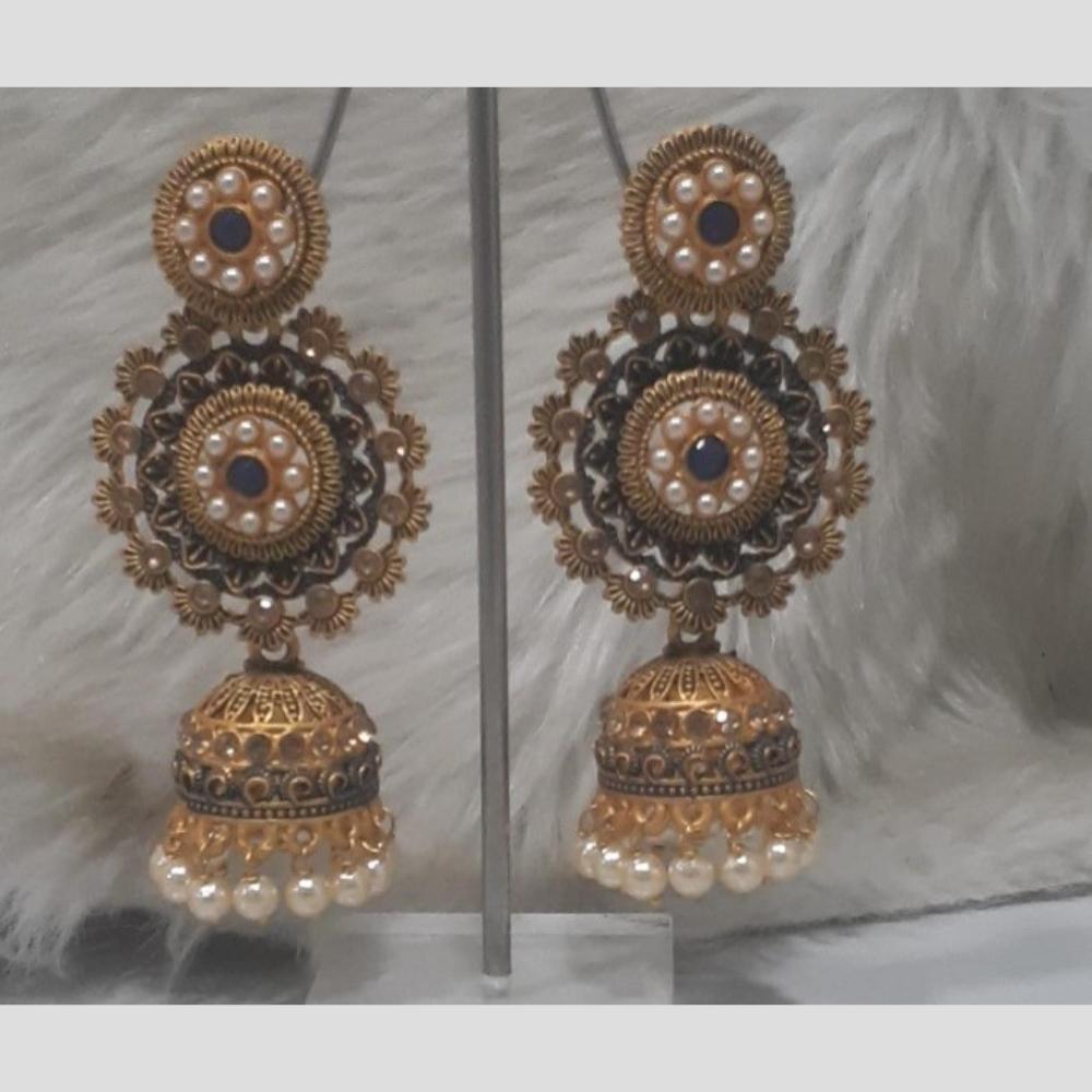 Infinity Jewels Gold Plated Crystal Stone And Meenakari Jhumki Earrings