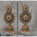 Infinity Jewels Gold Plated Crystal Stone And Meenakari Jhumki Earrings