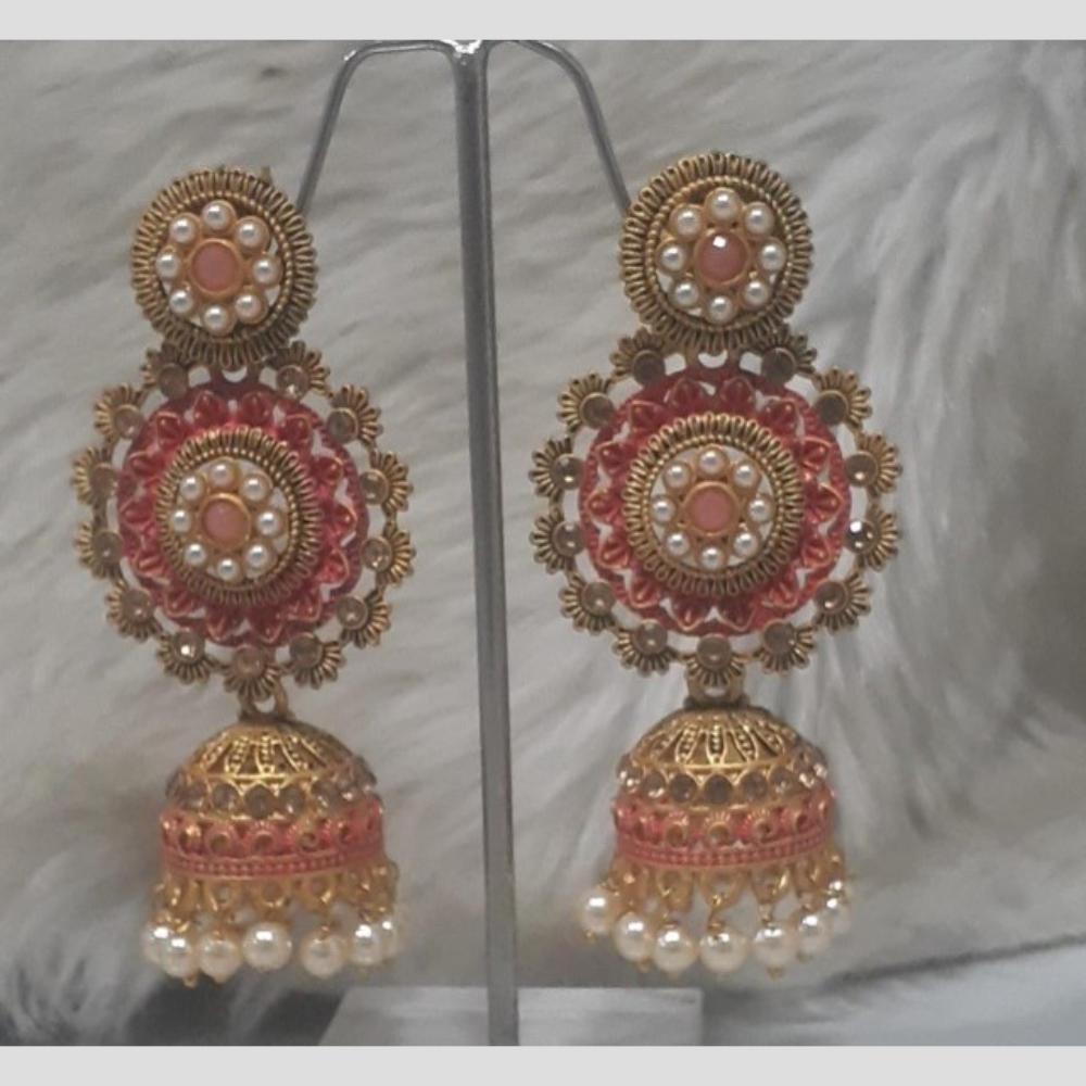 Infinity Jewels Gold Plated Crystal Stone And Meenakari Jhumki Earrings