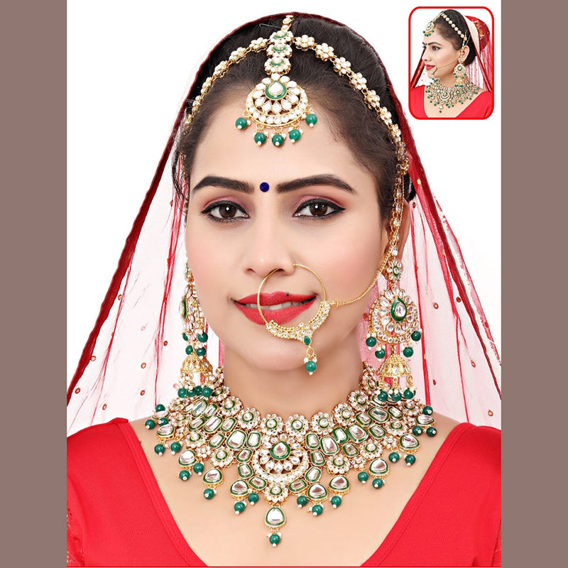 The Fashion Jewels Gold Plated Kundan Semi Bridal Necklace Set