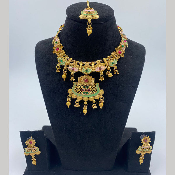 The Fashion Jewels Gold Plated Pota Stone And Beads Necklace Set