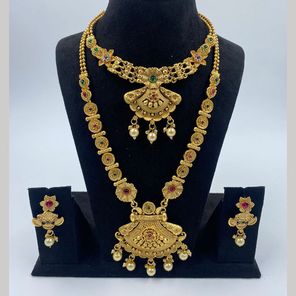 The Fashion Jewels Gold Plated Pota Stone And Beads Necklace Combo