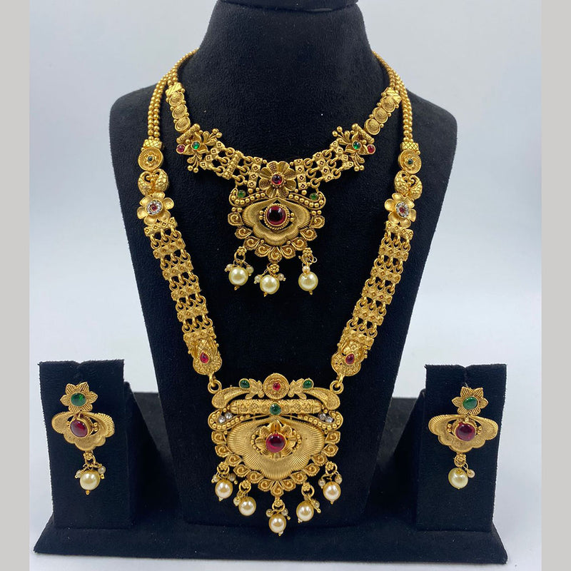 The Fashion Jewels Gold Plated Pota Stone And Beads Necklace Combo