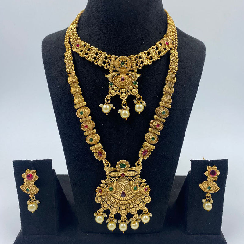 The Fashion Jewels Gold Plated Pota Stone And Beads Necklace Combo