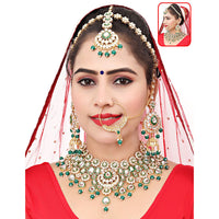 The Fashion Jewels Heritage Glow Kundan And Beads Meenakari Semi Bridal Necklace Set