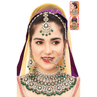 The Fashion Jewels Bridal Spark  Kundan And Beads Meenakari Semi Bridal Necklace Set