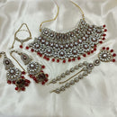 The Fashion Jewels Elegant Kundan Stone And Pearl Semi Bridal Necklace Set