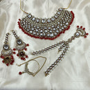 The Fashion Jewels Elegant Kundan Stone And Pearl Semi Bridal Necklace Set