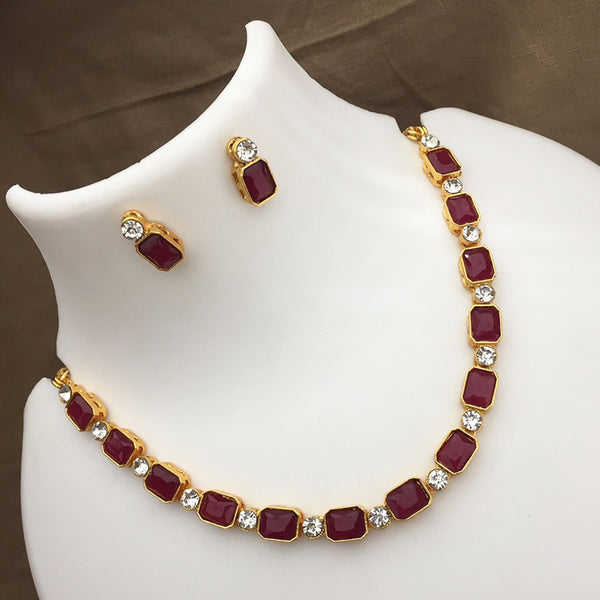 Trilok Jewel Gold Plated Austrian Stone And Crystal Stone Necklace Set (Assorted Color)