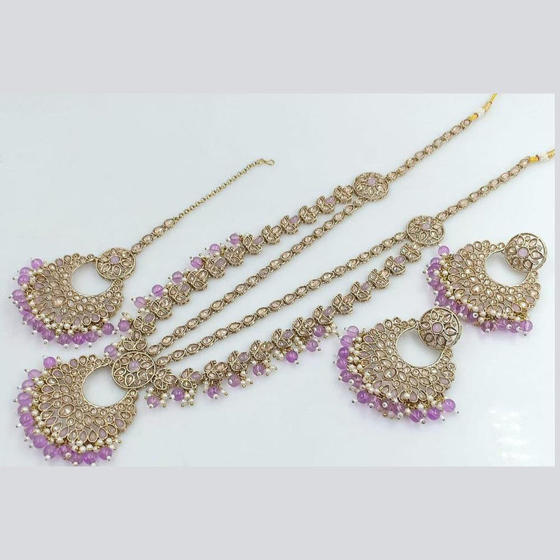 Anjali Jewellery Gold Plated Crystal Stone And Beads Long Necklace Set