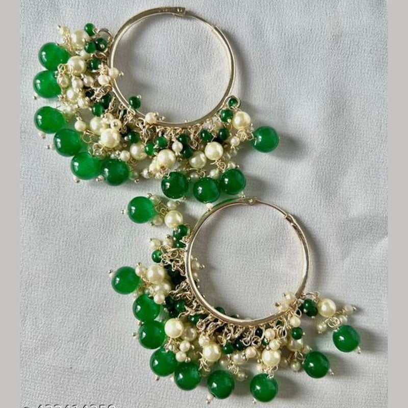 Anjali Jewellery Gold Plated Beads And Pearl Hoop Earrings