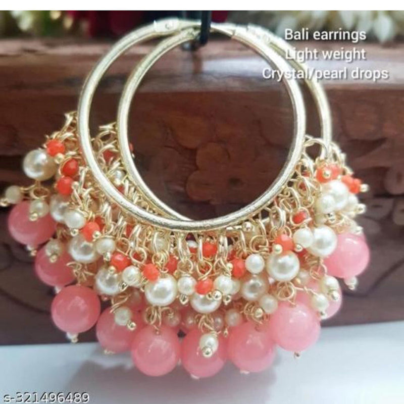 Anjali Jewellery Gold Plated Beads And Pearl Hoop Earrings