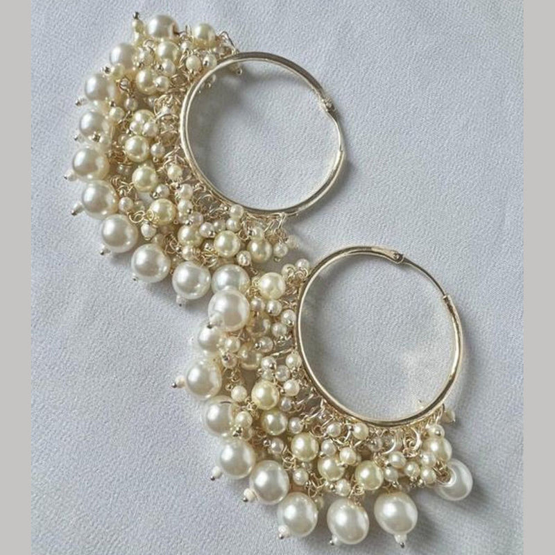 Anjali Jewellery Gold Plated Beads And Pearl Hoop Earrings