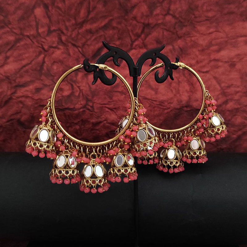 Anjali Jewellery Gold Plated Mirror And Beads Jhumki Earrings