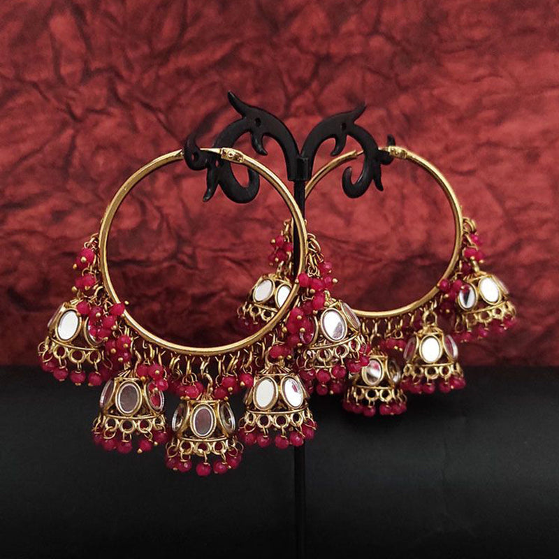 Anjali Jewellery Gold Plated Mirror And Beads Jhumki Earrings