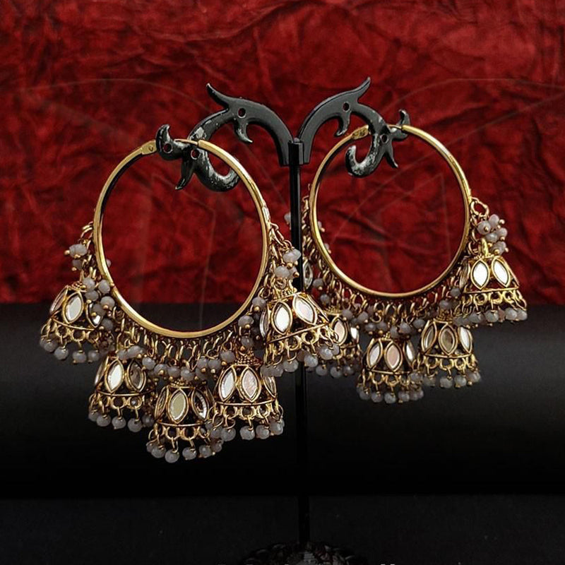 Anjali Jewellery Gold Plated Mirror And Beads Jhumki Earrings