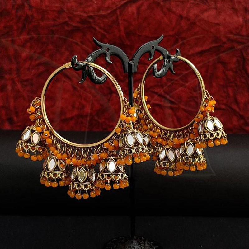 Anjali Jewellery Gold Plated Mirror And Beads Jhumki Earrings