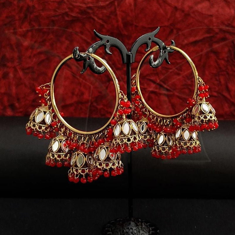 Anjali Jewellery Gold Plated Mirror And Beads Jhumki Earrings