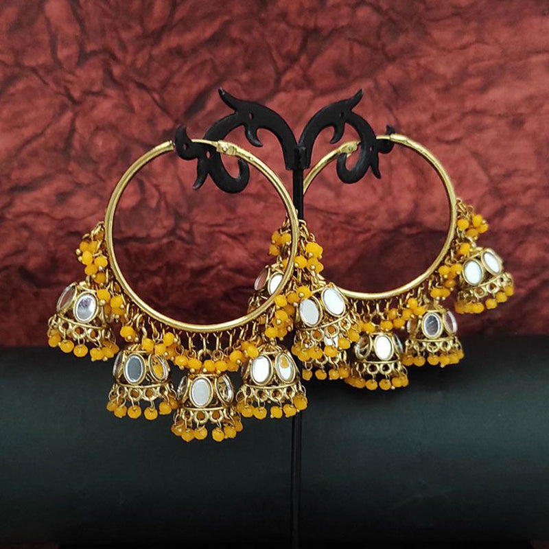 Anjali Jewellery Gold Plated Mirror And Beads Jhumki Earrings