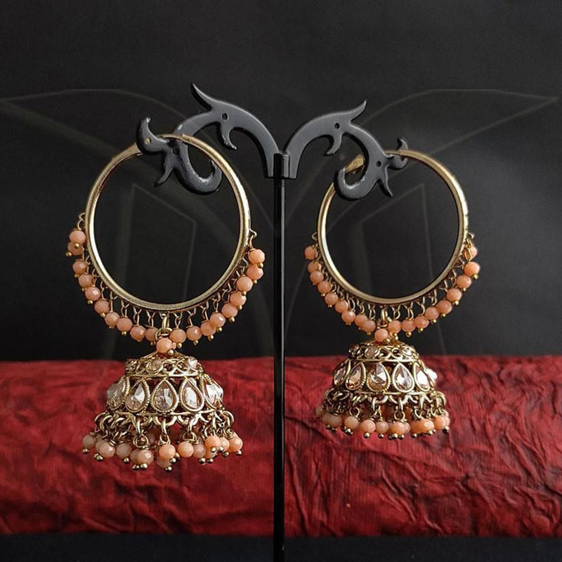 Anjali Jewellery Gold Plated Crystal Stone  And Beads Jhumki Earrings