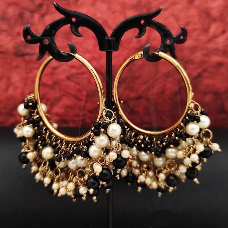 Anjali Jewellery Gold Plated Beads And Pearl Hoop Earrings