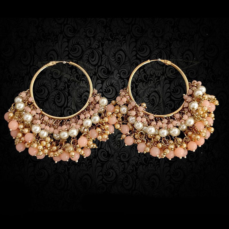 Anjali Jewellery Gold Plated Beads And Pearl Hoop Earrings