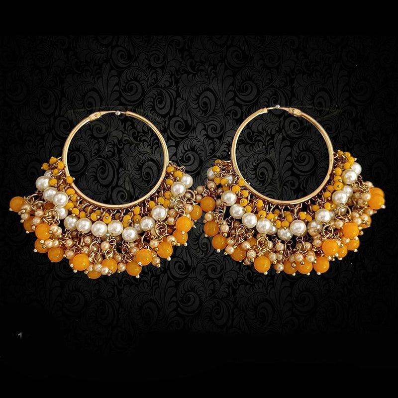 Anjali Jewellery Gold Plated Beads And Pearl Hoop Earrings