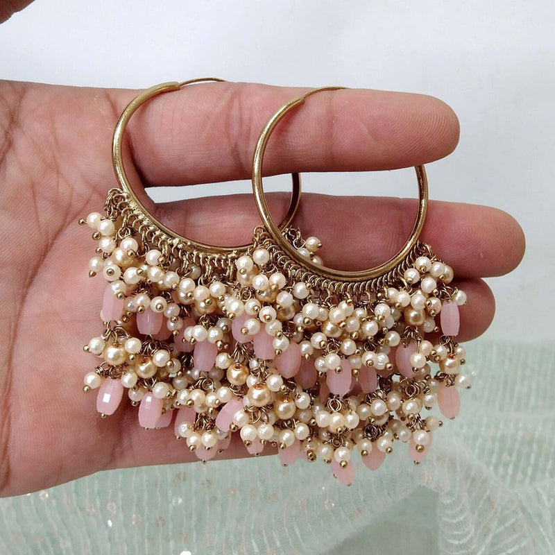 Anjali Jewellery Gold Plated Beads And Pearl Hoop Earrings