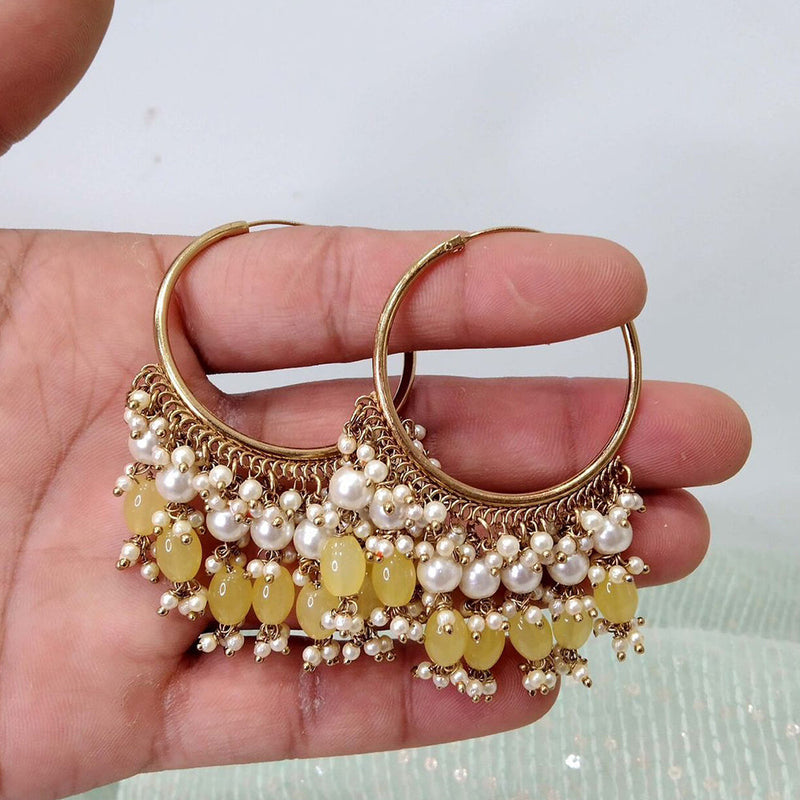 Anjali Jewellery Gold Plated Beads And Pearl Hoop Earrings