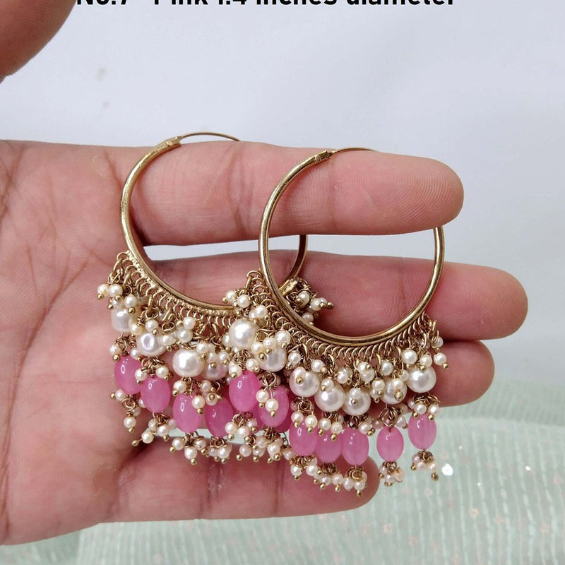 Anjali Jewellery Gold Plated Beads And Pearl Hoop Earrings