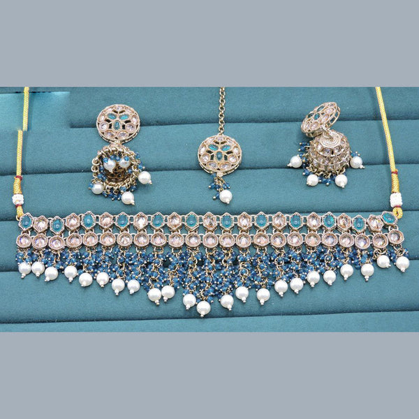 Anjali Jewellery Gold Plated Crystal Stone Pearl And Beads Necklace Set