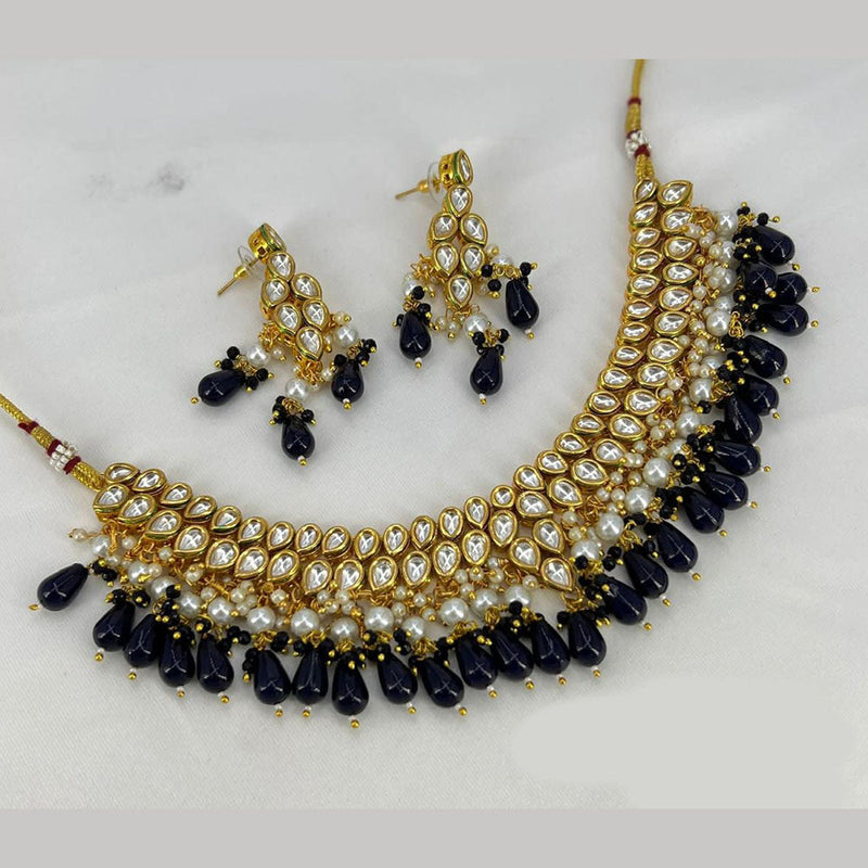 Anjali Jewellery Gold Plated Kundan Stone Pearl And Beads Necklace Set