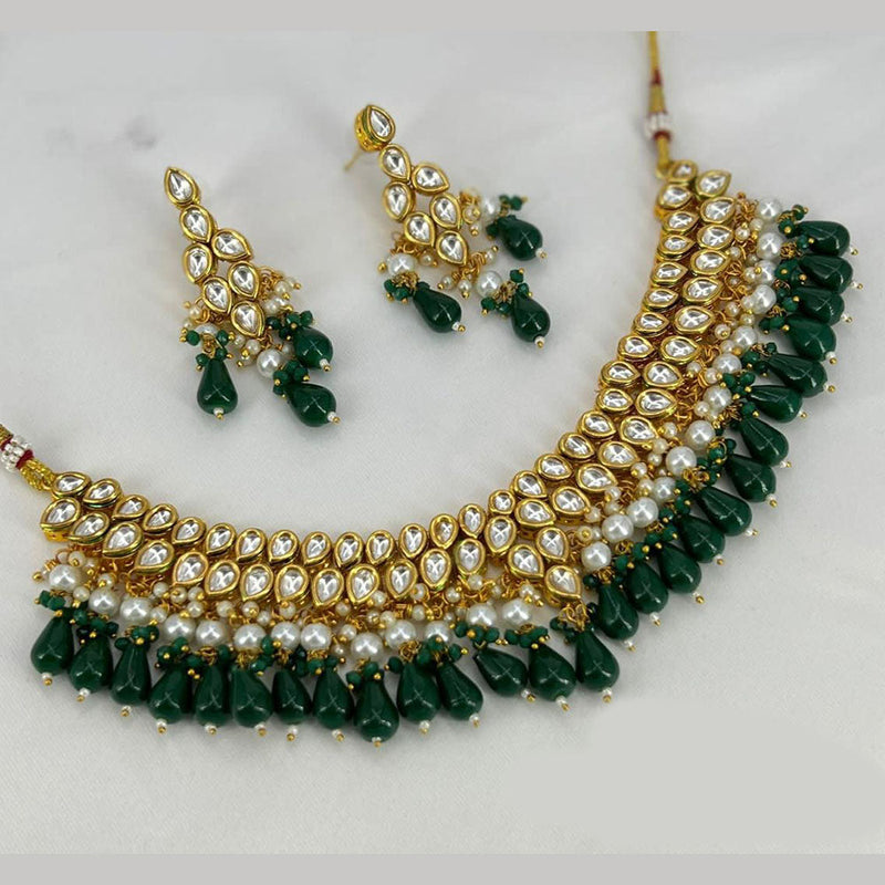 Anjali Jewellery Gold Plated Kundan Stone Pearl And Beads Necklace Set