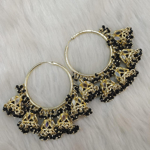 Anjali Jewellery Gold Plated Mirror And Beads Hoop Jhumki Earrings