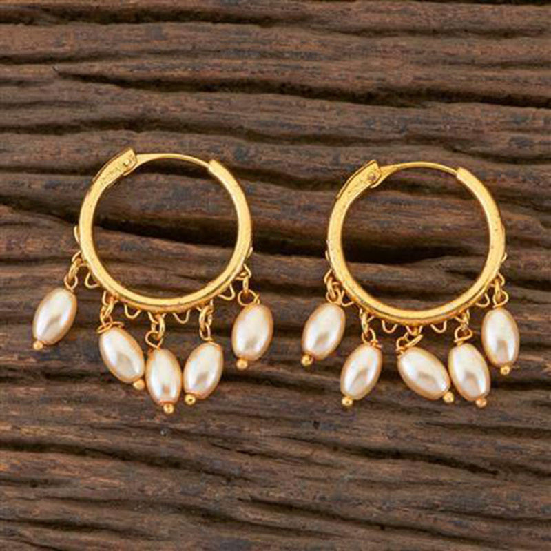 Anjali Jewellery Gold Plated Pearl Hoop Earrings