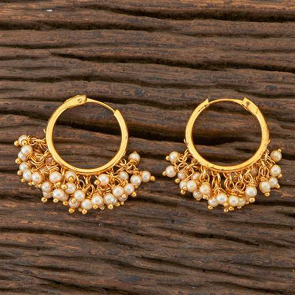 Anjali Jewellery Gold Plated Pearl Hoop Earrings