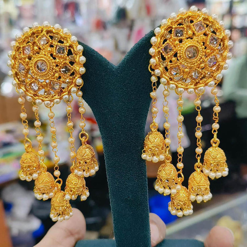 Anjali Jewellery Gold Plated Crystal Stone And Pearl Dangler Earrings