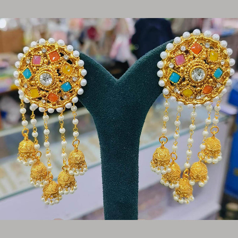 Anjali Jewellery Gold Plated Crystal Stone And Pearl Dangler Earrings