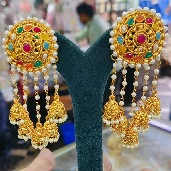 Anjali Jewellery Gold Plated Crystal Stone And Pearl Dangler Earrings