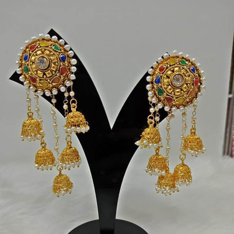 Anjali Jewellery Gold Plated Crystal Stone And Pearl Dangler Earrings