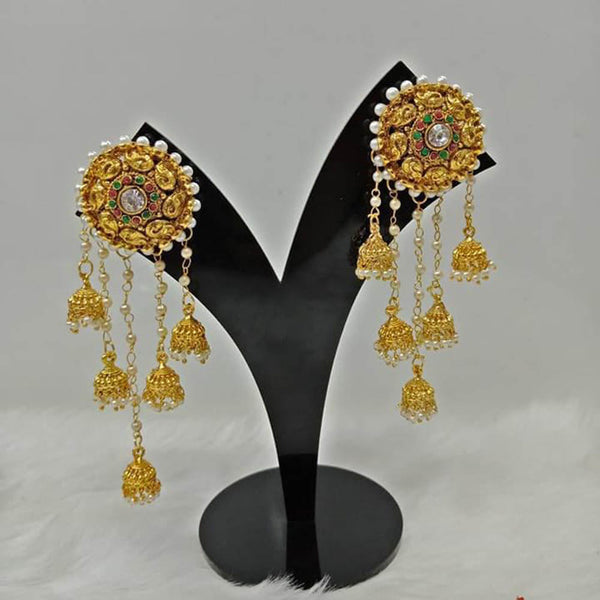 Anjali Jewellery Gold Plated Crystal Stone And Pearl Dangler Earrings