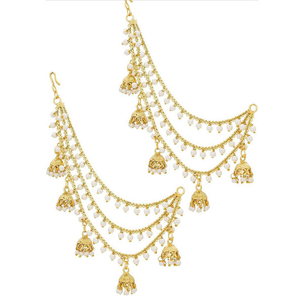 Anjali Jewellery Gold Plated Multi Layer Pearl Kanchain