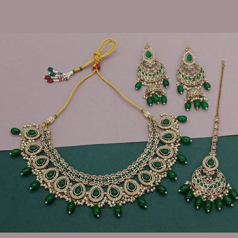 Anjali Jewellery Gold Plated Crystal Stone And Pearls Necklace Set