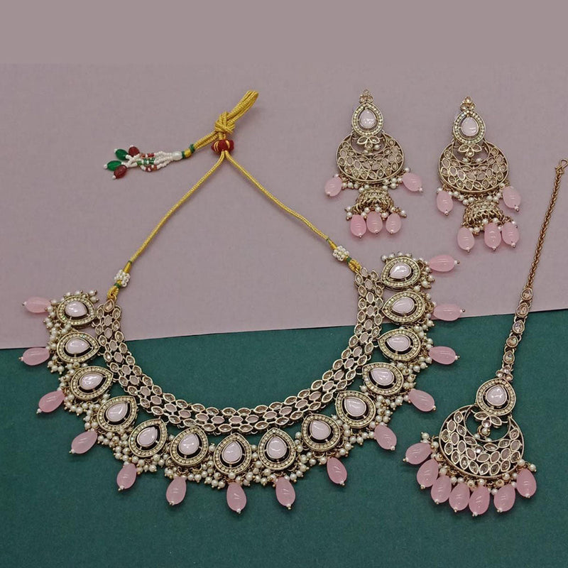 Anjali Jewellery Gold Plated Crystal Stone And Pearls Necklace Set