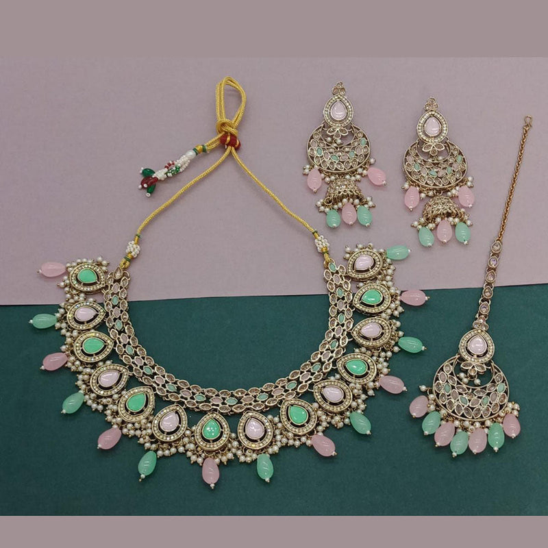 Anjali Jewellery Gold Plated Crystal Stone And Pearls Necklace Set